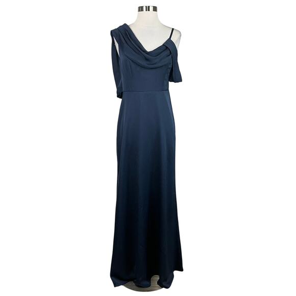 One Shoulder Backless Long Evening Gown Blue Size 6 Formal Dress by AQUA - Picture 1 of 11